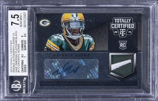 2014 Panini Totally Certified "Rookie Autograph Jersey" Nike Swoosh Platinum Black #172 Davante Adams Signed Patch Rookie Card (#1/1) - BGS NM+ 7.5/BGS 9 